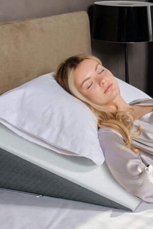 K?lbs Bed Wedge Pillow for Sleep Apnea, Sleeping Comfort, Relaxing, Acid Reflux, Heartburn and Back Pain Relief Cushion for Sitting Up in Bed Memory Foam Top, Chic Jacquard Washable Cover
