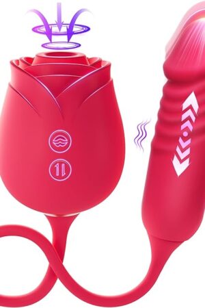 Vibrator Dildo Sex Toys for Women - MOOLIGIRL Rose Sex Toy with Thrusting G Spot Vibrators & 10 Sucking Modes for Clitoral Nipple Stimulation Anal Double-Ended Dildos Adult Sex Toys Games for Couples