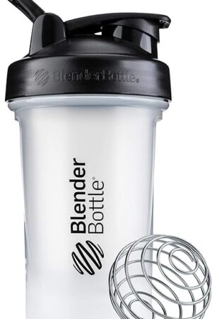BlenderBottle Classic V2 Shaker Bottle Perfect for Protein Shakes and Pre Workout, 20-Ounce, Clear/Black