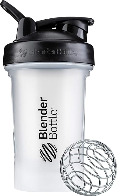 BlenderBottle Classic V2 Shaker Bottle Perfect for Protein Shakes and Pre Workout, 20-Ounce, Clear/Black