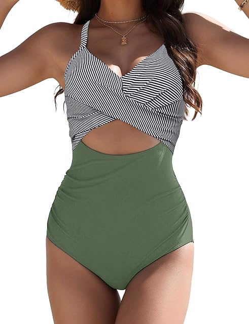 Women's One Piece Swimsuit Tummy Control Bathing Suits Sexy Cutout Swimwear Full Coverage Swim Suits for Women 2025