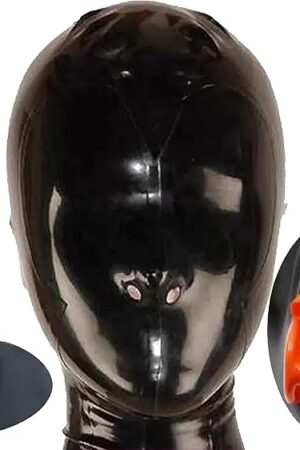 Full Face Mask Latex with Zipper, Latex Silicone Gag & Nasal Tube Mask for Party, Cosplay, Holiday