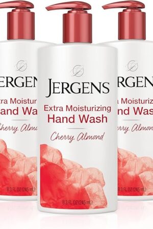Jergens Extra Moisturizing Hand Soap, Liquid Soap Refill with Jergens Cherry Almond Scent, Hand Wash For Dry Hands, 83oz, Pack of 3