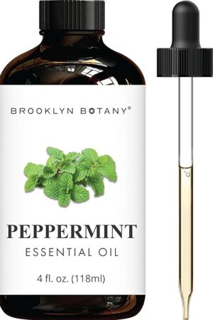 Brooklyn Botany Peppermint Essential Oil - Huge 4 Fl Oz - 100% Pure and Natural - Premium Grade with Dropper - for Aromatherapy and Diffuser