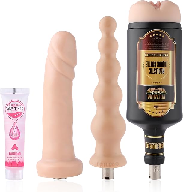 Anal Beads Butt Plug with 5 Graduated Balls AUXFUN, Adult Sex Toys Male Masturbator for Penis Stimulation 3XLR Connector&Realistic Dildo Thrusting Dildo