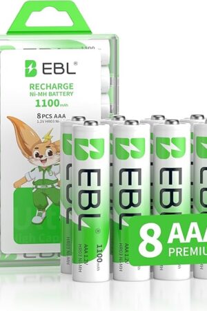 EBL 8 Pack AAA Ni-MH Rechargeable Batteries AAA Batteries ProCyco Technology (Typical 1100mAh, Minimum 1000mAh)