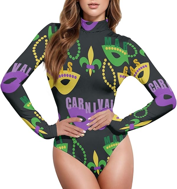 Women Bodysuit Tops Long Sleeve Turtleneck Jumpsuit Shirts