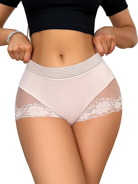 Women Sexy Boyshorts Lace Mesh Panties Low Rise Cheeky Underwear