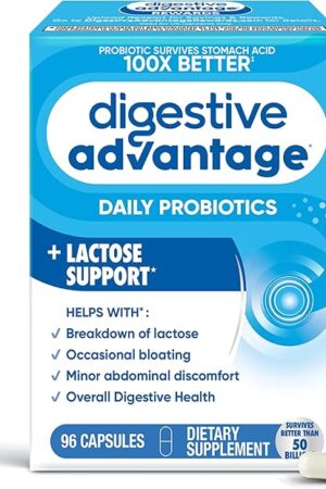 Digestive Advantage Lactose Defense Capsules (96 Count In A Box), Helps Breaks Down Lactose and Defend Against Digestive Upset, Supports Digestive and Immune Health, CFUs
