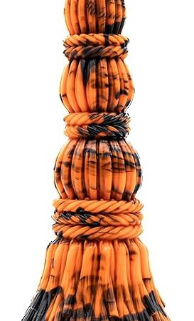Brumhilda Witches Broom Suction Cup Dildo - UV Orange/Black Halloween Color Scheme, Handmade in The USA, Adult Sex Toys (Standard)