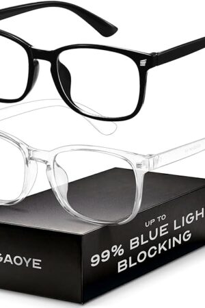 Blue Light Blocking Glasses - Fashion Square Eyeglasses, Anti UV Ray Computer Gaming Glasses Blue Blockers for Women/Men