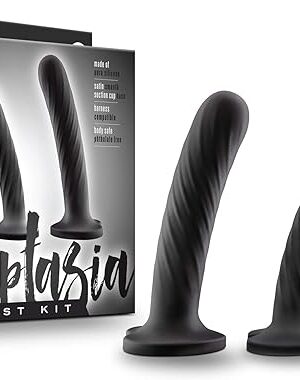 Blush Novelties Temptasia Twist Dilator Kit - Silicone Dildo - 3 Progressing Training Sizes - Premium Puria Platinum Cured Vagina Exerciser - UltraSilk Heart Shaped Suction Cup Harness Compatible