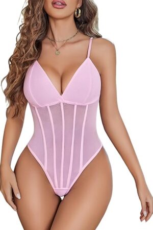Bodysuit for Women Sexy Lingerie Sleeveless Spaghetti Strap Cami Teddy