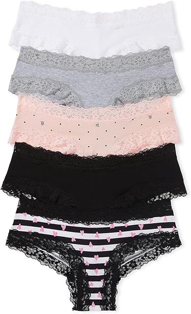 Women's Lace & Cotton Cheeky Underwear, Minimal Coverage Panties for Women, Multi Pack (XS-XXL)