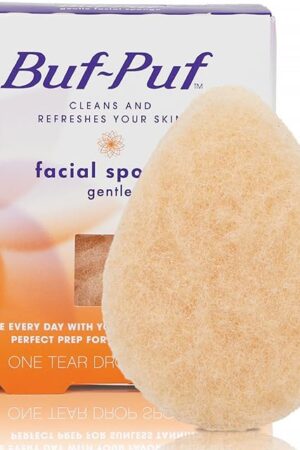 Buf-Puf Gentle Facial Sponge, Dermatologist Developed, Removes Deep Down Dirt & Makeup That Causes Breakouts and Blackheads, Reusable, Exfoliating, 1 Count