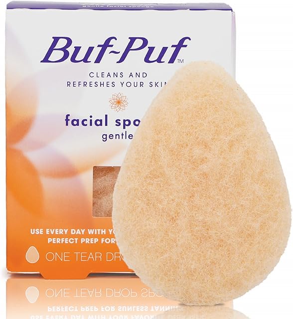 Buf-Puf Gentle Facial Sponge, Dermatologist Developed, Removes Deep Down Dirt & Makeup That Causes Breakouts and Blackheads, Reusable, Exfoliating, 1 Count