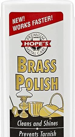 HOPE'S Brass Polish and Cleaner - Protective Tarnish Remover - Great Brass, Copper, Chrome, and Sterling Silver Polish - Polisher for Home Decor, Music Instruments, and Jewelry, 8 Fl Oz, Pack of 1