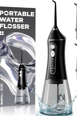 Water Flosser for Teeth Cleaning and Flossing, 5 Modes Rechargeable Cordless Oral Irrigator 320ml Water Tank Teeth Cleaner, IPX7 Waterproof Portable Electric Dentel Flossers for Home and Travel,Black