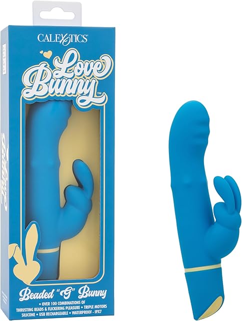 CalExotics Love Bunny Beaded G Bunny, Waterproof Rechargeable Silicone Rabbit Vibrator with Over 100 Combinations of Thrusting Beads and Flickering Pleasure Pink SE-0619-53-3