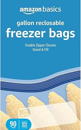 Amazon Basics Reclosable Freezer Gallon Bags, BPA Free, 90 Count (Previously Solimo)