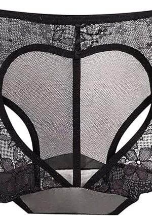 Women's Heart Cutout Panties Heart Hollow Out Lace Funny Bikini Panties Underwear for Women Butt Lifting Sexy Cheeky