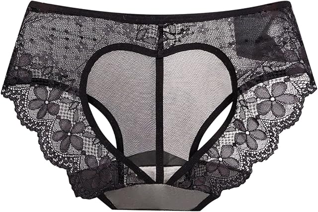 Women's Heart Cutout Panties Heart Hollow Out Lace Funny Bikini Panties Underwear for Women Butt Lifting Sexy Cheeky