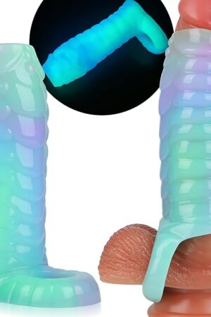 Dragon Penis Sleeve Enlarger, Luminous Silicone Dildo Sleeve Male Penis Girth Extender with Cock Ring Reusable Penis Enlargement Male Adult Sex Toys for Couples Play