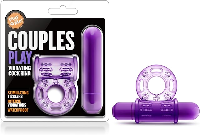 Blush Play with Me Couples Play - Vibrating C Ring - Soft and Stretchy - Nubs Stimulate The Clitoris - IPX7 Waterproof for Play in The Bath - Sexual Enhancer for Couples - Purple