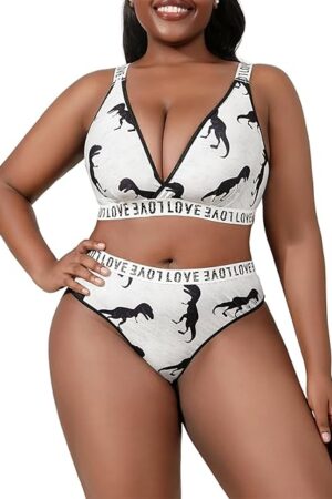 Bra and Panty Sets Sexy Lingeries for Women, Sensual 2-Piece Bra and Underwear Set with Print
