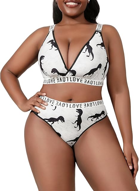 Bra and Panty Sets Sexy Lingeries for Women, Sensual 2-Piece Bra and Underwear Set with Print