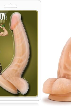 Blush Novelties Coverboy Soldier Boy Realistic Dildo - 8 Inch Length 1.5 Inch Width - Curved for G spot and P spot Pleasure - Strong Suction Cup Base for Hands Free Play & Strap On Harness - Sex Toy