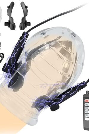 Electric Shock Chastity Cage, Men Electric Shock Penis Trainer, Cock Cage Rechargeable Remote Vibration Penis Ring for Male Long-Lasting Endurance Sex Toys