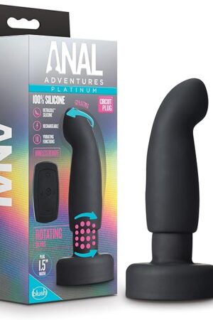 Blush Novelties Anal Adventures Platinum Circuit Butt Plug 10 Function Vibrating Pleasure Beads Rechargeable Ultrasilk Silicone Massager Wireless Remote Controlled Vibrator Sex Toy for Adult