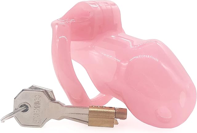 FYJENNICC HT-V2 Chastity Cage|Lightweight Resin Male Chastity Devices|Male Chastity Cage|Adult Sex Toy for Men|5 Color Short Cage|1 Set MagicLockers | 4 Sizes Rings (Pink)