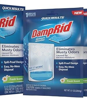 DampRid Fresh Scent Single-Use Pouch Moisture Absorber, 6-Pack