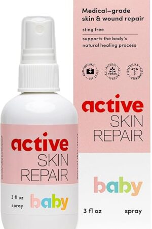 Active Skin Repair Natural, Non-Toxic, No Sting Baby Spray First Aid Safe For Use on Diaper Rash, Baby Acne, Eczema, Cuts, Wounds, Scrapes, and Other Skin Irritations (3 oz Spray)