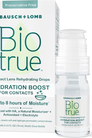 Biotrue Hydration Boost for Contacts, Rehydrating Eye Drops for Dry Eyes, Preservative Free, Refreshes, Lubricates & Moisturizes Lenses, Rewetting Eye Drops, 033 FL Oz (Pack of 1)