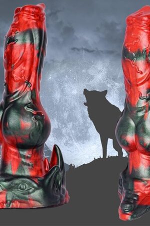 Dog Dildo with Knot Huge Monster Wolf Canine Dildo 8 Inch Soft Silicone Big Fake Penis Red Dark Green Fantasy Dildo with Suction Cup Realistic Animal G Spot Anal Dildo Adult Toys for Women Couples