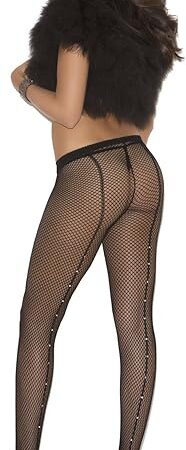 Women's Fishnet Pantyhose with Rhinestone Back Seam Plus Size