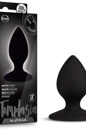 Blush Novelties Temptasia Slut Anal Plug - Platinum Cured Puria Silicone Butt Toy - Tapered Head for Easy Insertion - Suction Cup Base - Ultrasilk Smooth - Base Anchor for Safety & Comfort - Sex Toy