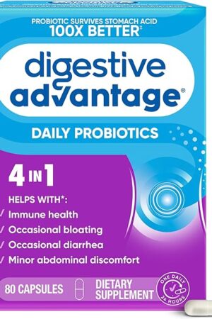Digestive Advantage Probiotics for Digestive Health, Daily Probiotics for Women & Men, Supports Gut Health, Occasional Bloating & Diarrhea, Minor Abdominal Discomfort, & Immune Support, 80ct Capsules