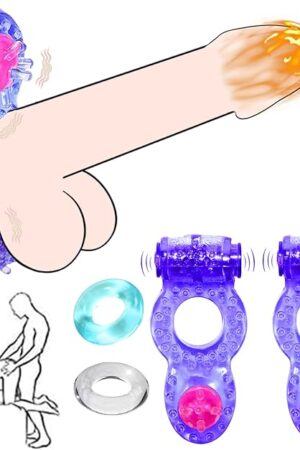 Vibrating Cock Ring Penis Ring Vibrator Couples Adult Sex Toys &Games with Clitoral Stimulator Cock Rings Clitoris Vibrators for Longer Harder Stronger(Transparent&Blue)