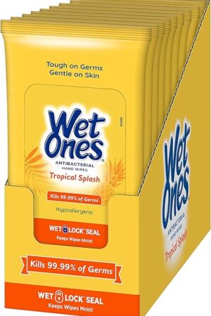 Wet Ones Antibacterial Hand Wipes, Tropical Splash Scent, 20 Count (Pack of 10)