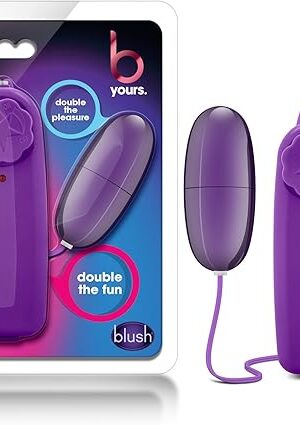 Blush Novelties B Yours Double Pop Eggs - Remote Control Vibrator with Tunable Vibrations - Pleasure 2 Erogenous Zones at The Same Time - Perfect Sex Toy for Couples Play - Eggs are Waterproof - Plum