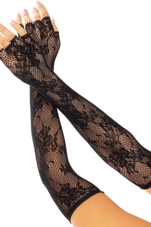 Lace Opera Length Fingerless Gloves