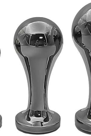 Jewel Butt Plug Sex Toys - 3 Piece Gradual Sizing Anal Plug Trainer Kit for Beginners - Metal Adult Toy with Trophy Charm Comfortable Long-Term Wear for Men and Women (Gun Black)