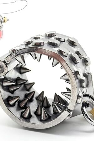 CBT Scrotum Bondage with Spikes Testicle Restraints Spiked Penis Weights Weight Weighted Cock Ring Punish Fetish Stainless Steel Ball Stretching Male Chastity Device BDSM Sex Toy for Men Couples (L)