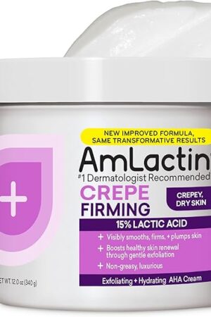 AmLactin Crepe Firming Cream - 12 oz Body Cream with 15% Lactic Acid - Exfoliator and Moisturizer for Crepey, Dry Skin? (Packaging May Vary)