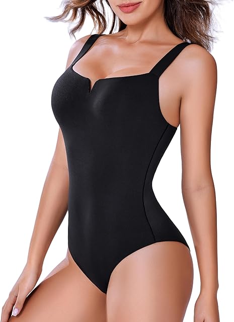 Bodysuits for Women Square Neck Shapewear Bodysuit Sleeveless Sexy Body Suits Double Lined Tank Top Outfit