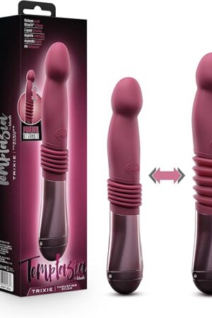Blush Novelties Temptasia Trixie Thrusting Silicone Dildo - for G Spot, P Spot Stimulation - Soft Puria Silicone - UltraSilk Smooth - 3 Powerful Speed Settings - Long Ergonomic Handle - Sex Toy
